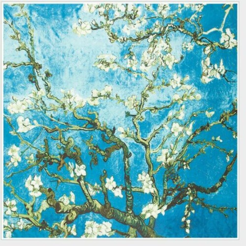 2 scarves bundle 130cm Van Gogh Oil Painting Blossom Women's Silk Scarf #4